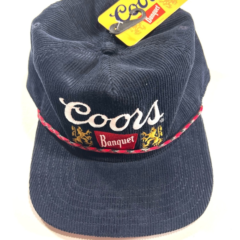Coors Banquet Corduroy Snapback Hat Vintage 90’s Style Blue w Red Rope NWT Cap